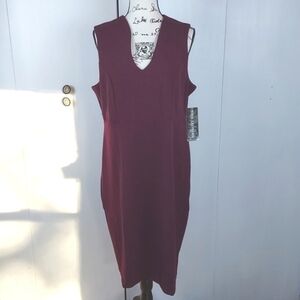Nina Leonard - Burgundy Wine Sleeveless Sheath Style Dress Mod Sz.XL